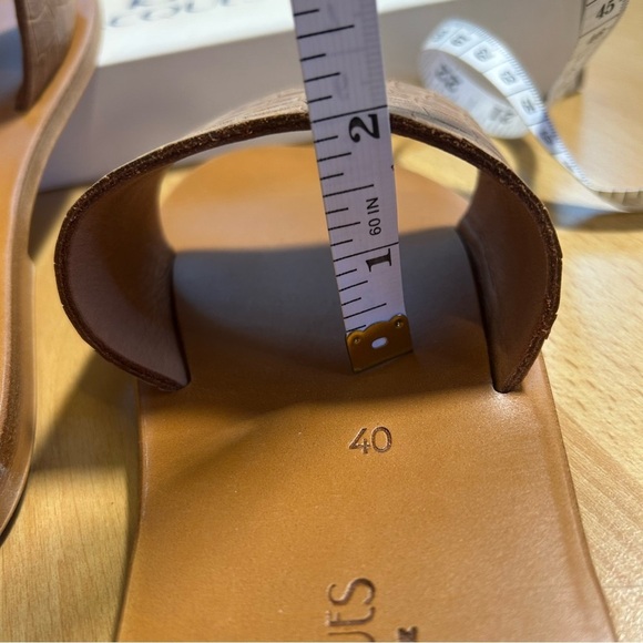 NWT K. Jacques Arezzo Slides Croc-Embossed Brown Leather Size 40 - Picture 7 of 10